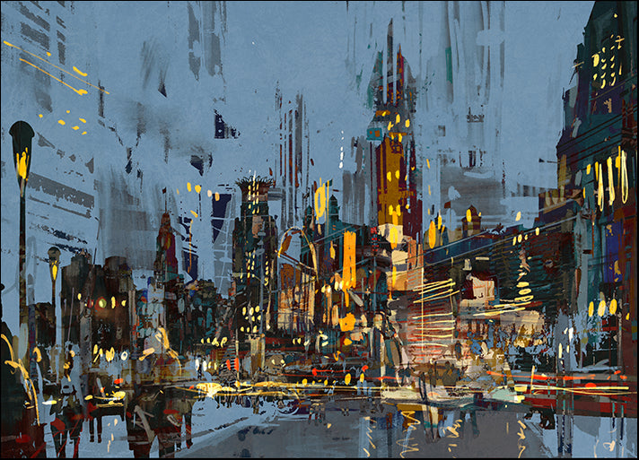 d00419295s digital painting of city at night with colorful lights, available in multiple sizes