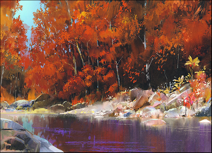 d07121790s river in the autumn forest,landscape painting, available in multiple sizes