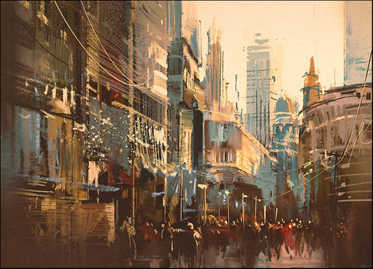 d07121799s painting of city street,vintage style, available in multiple sizes