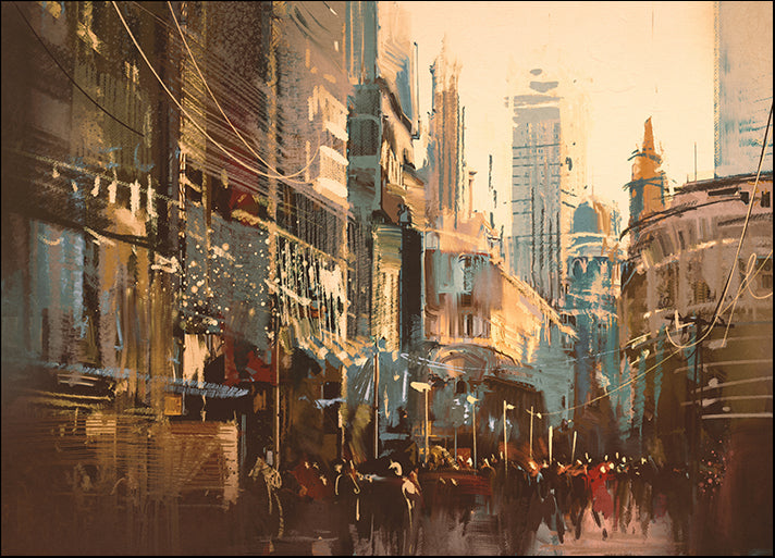 d07121799s painting of city street,vintage style, available in multiple sizes