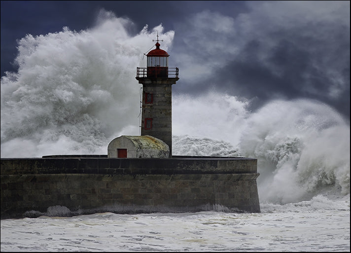 d14182206s Big stormy waves over old lighthouse, available in multiple sizes