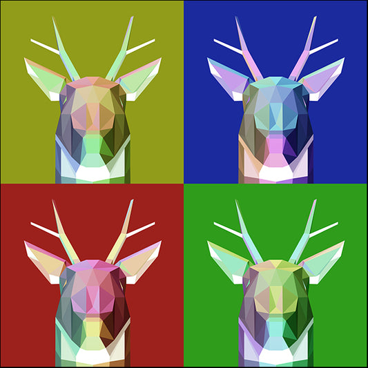d16046655s Abstract texture triangle color low poly polygonal deer head, available in multiple sizes