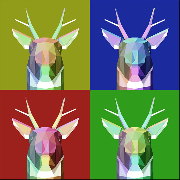 d16046655s Abstract texture triangle color low poly polygonal deer head, available in multiple sizes