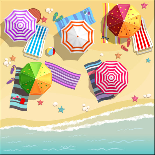 i3533171b Aerial view of summer beach in flat design style, available in multiple sizes - Chamton