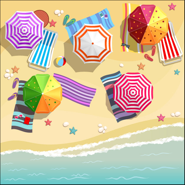 i3533171b Aerial view of summer beach in flat design style, available in multiple sizes