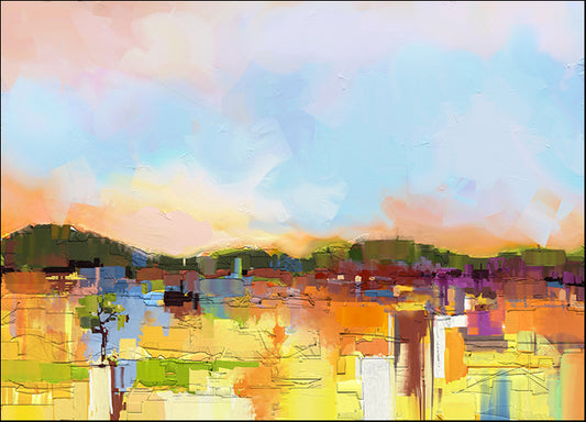 i6520028 Abstract Colorful Oil Painting Landscape, available in multiple sizes